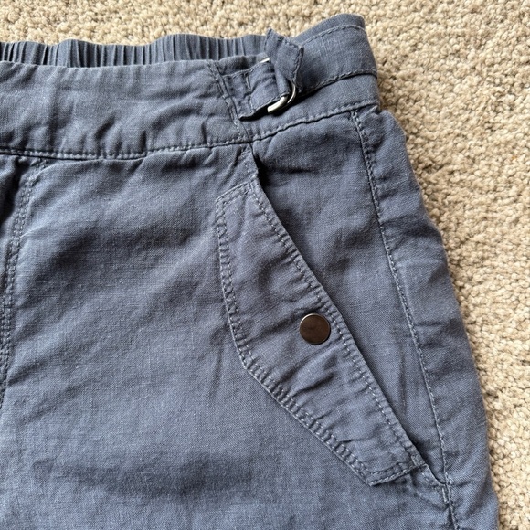 Athleta Voyager Linen Shorts Womens 10 Granite Blue Lightweight Adjustable Waist - Picture 3 of 9